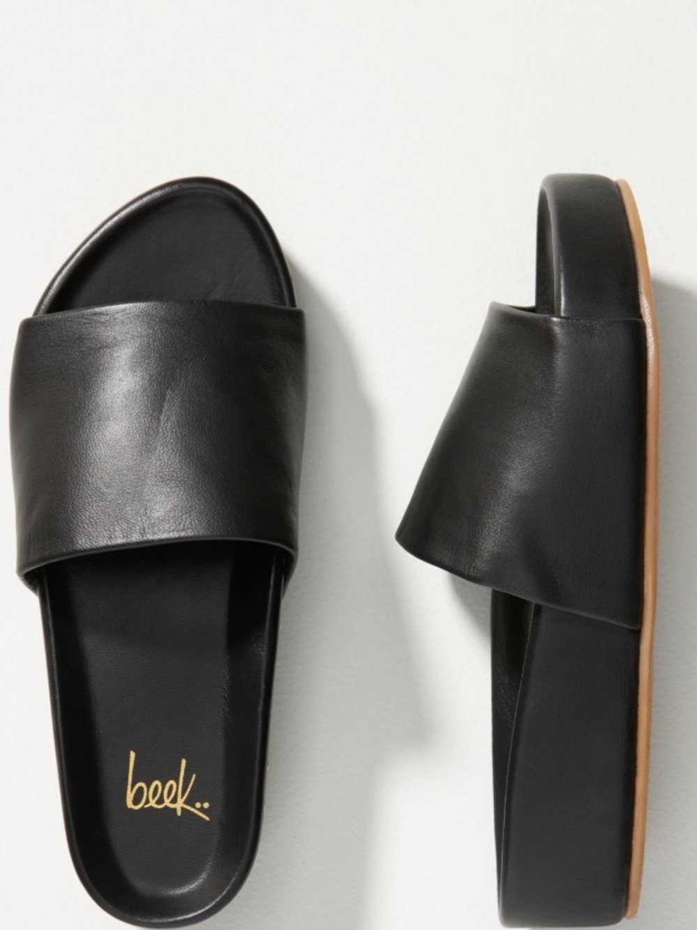 beek Black Leather Slide Mules